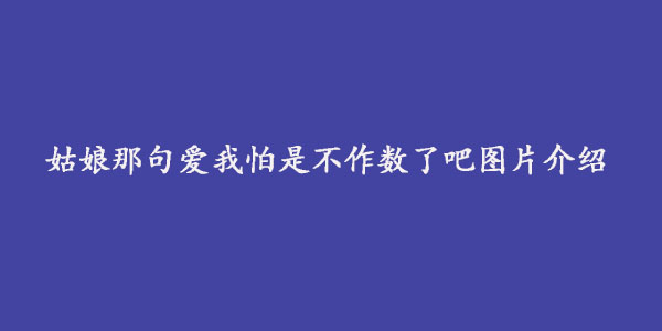姑娘那句爱我怕是不作数了吧图片介绍